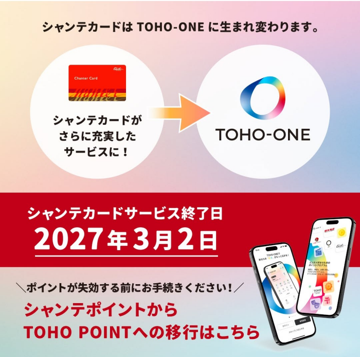 シャンテポイントからTOHO POINTへの移行手続きについて